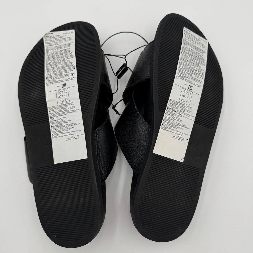 NEW Banana Republic Crossover Leather Slide Sandals 9 Black Minimalist 629080 - Picture 4 of 15